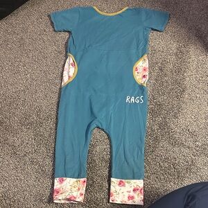 Rags to raches Teal Floral Pocket Jumpsuit